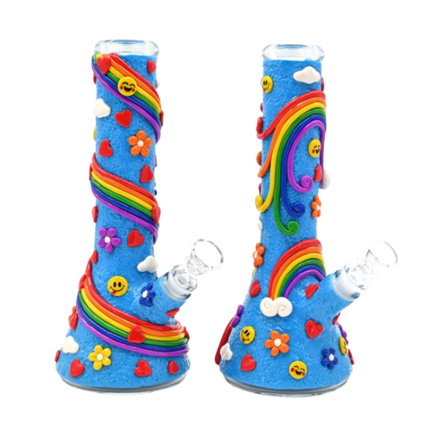 Premium 3d rainbow beaker water pipe handcrafted aesthetic glass by Chilltree