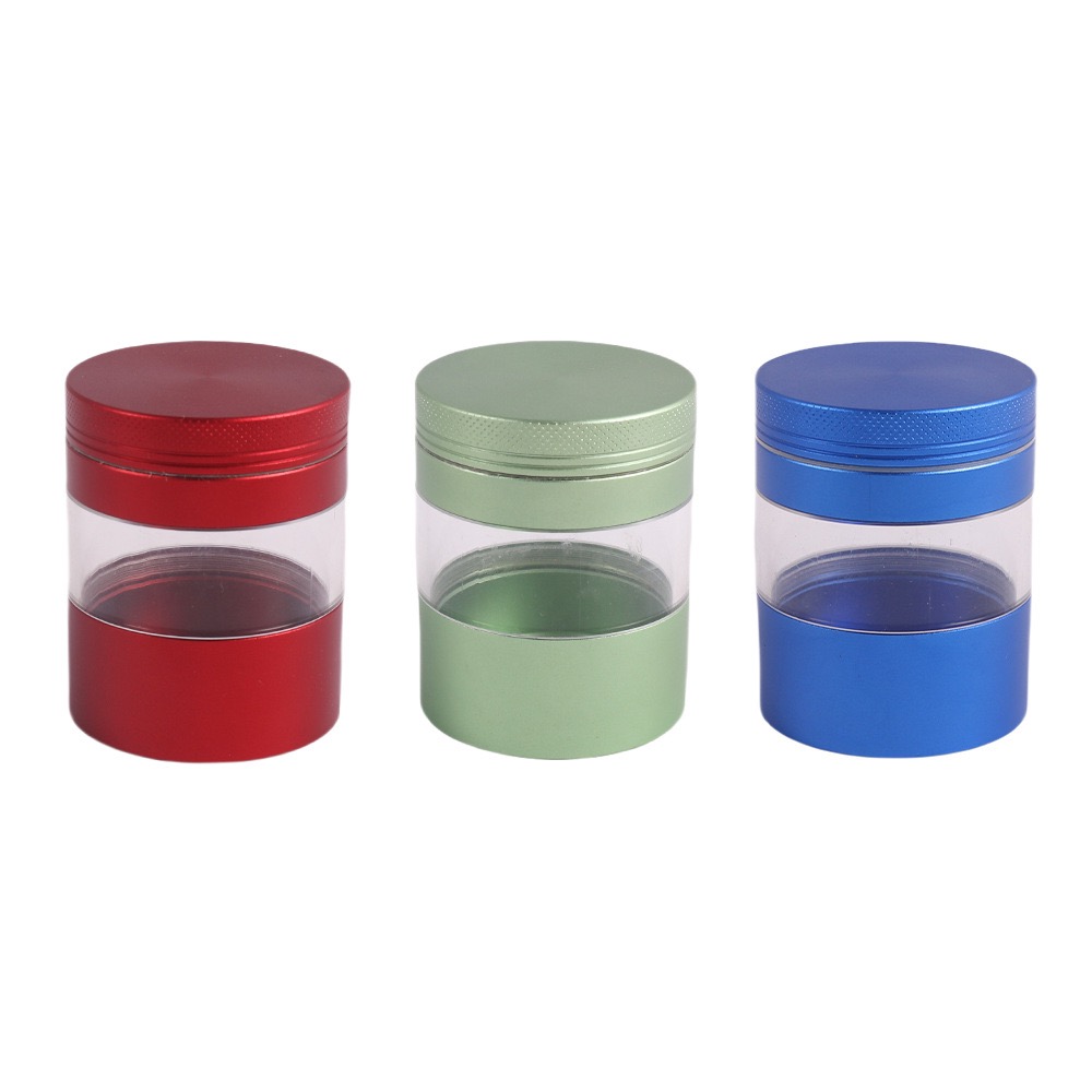 01-chilltree-transparent-chamber-grinder-collection Premium 50mm clear window metal herb grinder by Chilltree