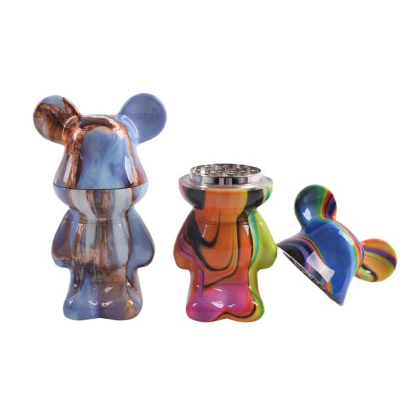 Premium 140mm discreet bear figurine herb grinder marble design by Chilltree