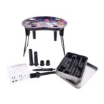 Premium ergonomic folding rolling tray kit with cone maker tools and storage tin case