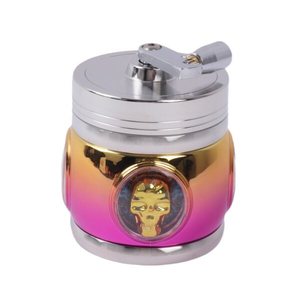 Premium 3-inch hand crank skull herb grinder metal mill by Chilltree
