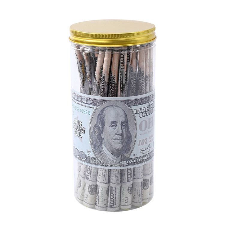 Novelty 100 dollar bill pre roll cones natural wood pulp by Chilltree